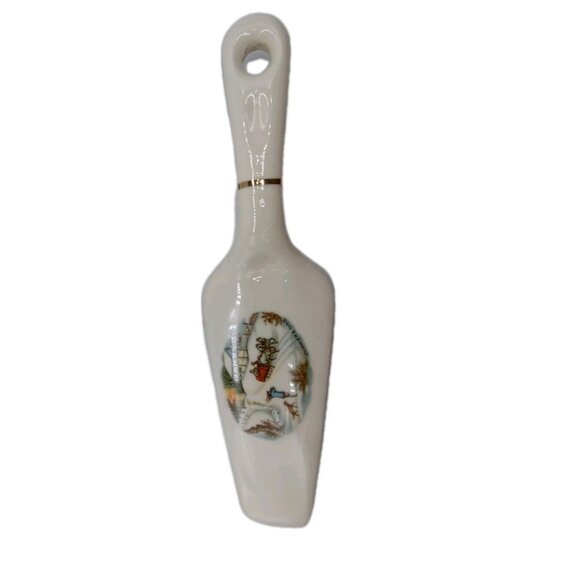 Courrier & Ives Ceramic Pie Server Decorative 9" Winter Homestead Harkerware - Picture 3 of 6
